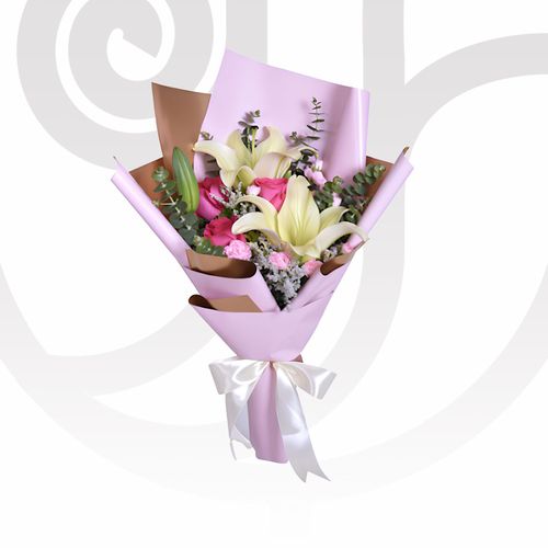 White Lilies/Pink Roses/Filler thumbnail view 1 - BuyFlowers