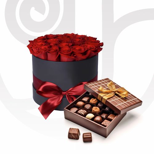 Red Roses w/ Gypso Deluxe Combo thumbnail view 3 - BuyFlowers